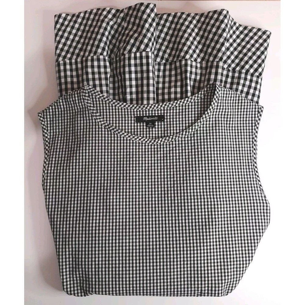 Madewell Sz XS Sleeveless Tie Back Cotton Drop Waist Babydoll Gingham Dress - Picture 8 of 13